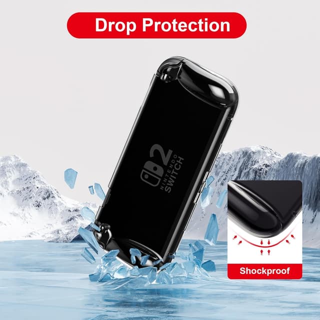 Detalle de Mansiruyi Clear TPU Case for Nintendo Switch 2 (2025) – Transparent Anti-Scratch Protective Cover, Black
