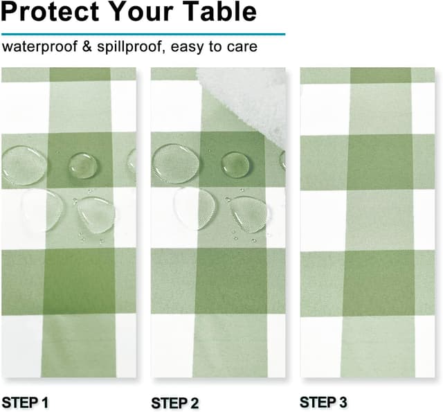 Detalle de Hiasan Checkered Tablecloth (70 x 90 Inch) — Waterproof Gingham for Outdoor Picnics & Dinner Tables