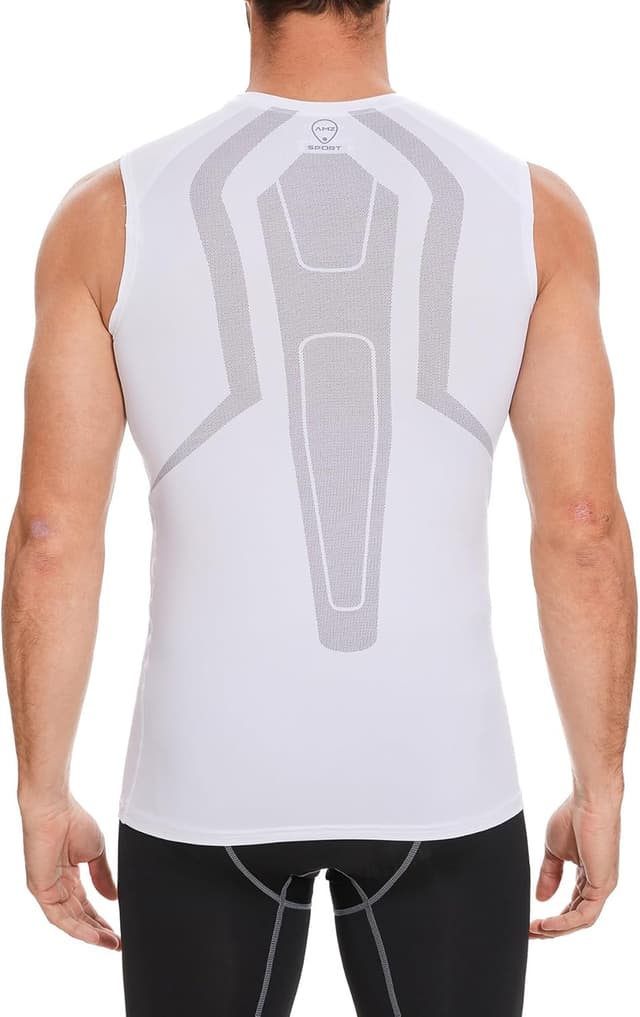 Detalle 2 de AMZSPORT canotta compressiva da uomo a asciugatura rapida, base layer senza maniche
