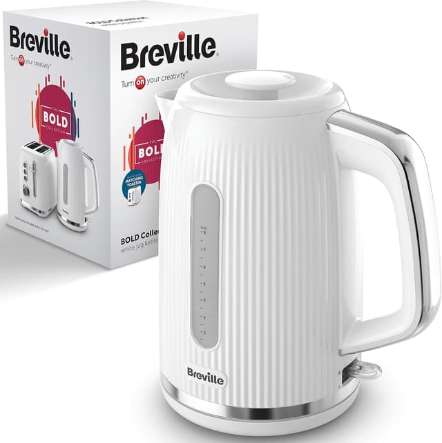 Detalle de Breville Bold White Electric Kettle (VKT257) | 1.7L fast boil kettle with 3kW power