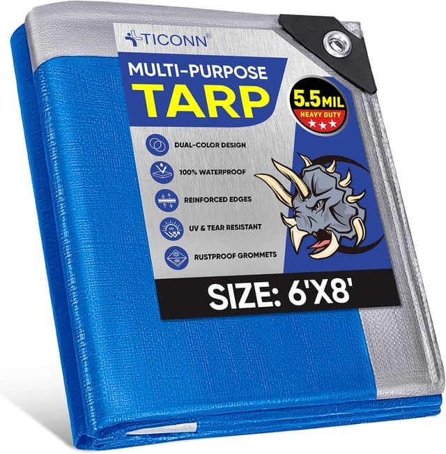 Imagen de TICONN Heavy Duty Tarp Cover 5.5 Mil 6'x8 en OfertitasTOP
