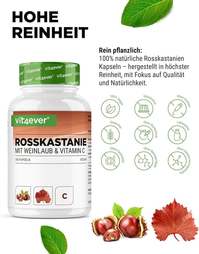 Thumbnail 2 de vit4ever Rosskastanienextrakt Hochdosiert 240 Kapseln