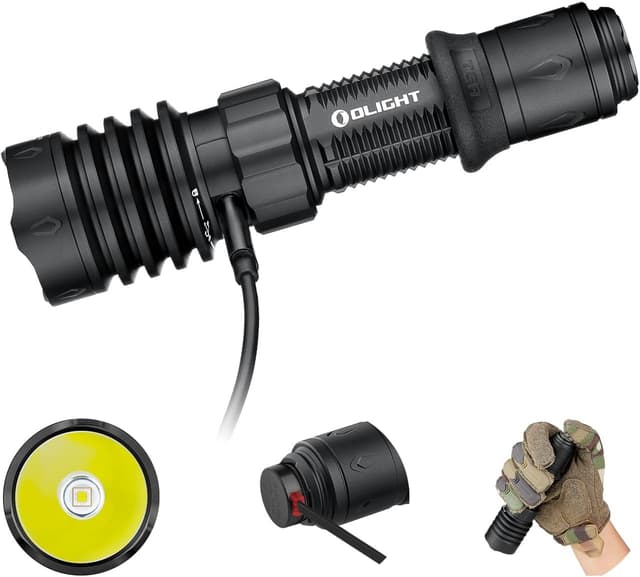 Detalle de Olight Warrior X 4 torcia ricaricabile 2600 lumen con doppio interruttore e luce a lungo raggio