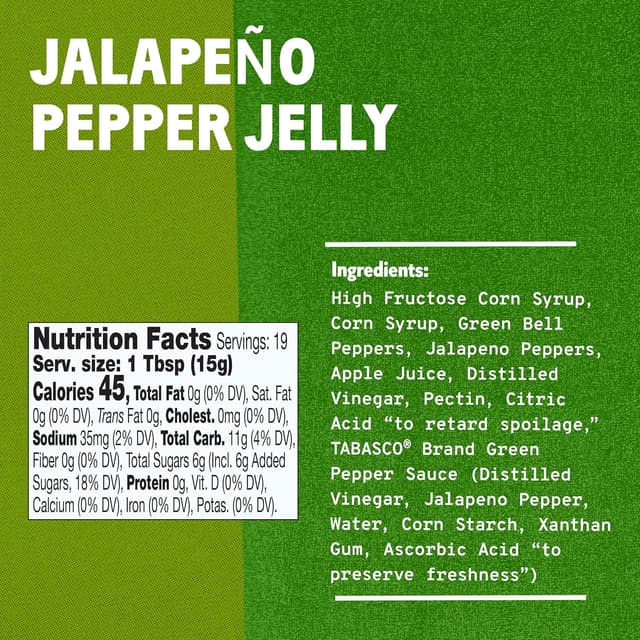 Detalle 2 de TABASCO Pepper Jelly Jalapeño (süß-mild) – vegane, glutenfreie süße Paprika-Chili-Marmelade mit Jalapeños im 283-g-Glas
