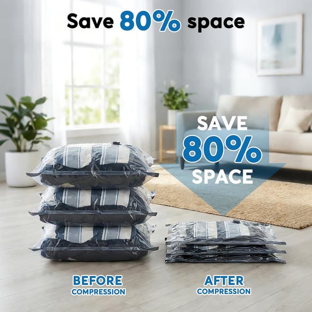 Detalle de Mapambo Travel Vacuum Bags (with -60000Pa LED Electric Pump) — 15-Pack Space-Saving Compression Bags