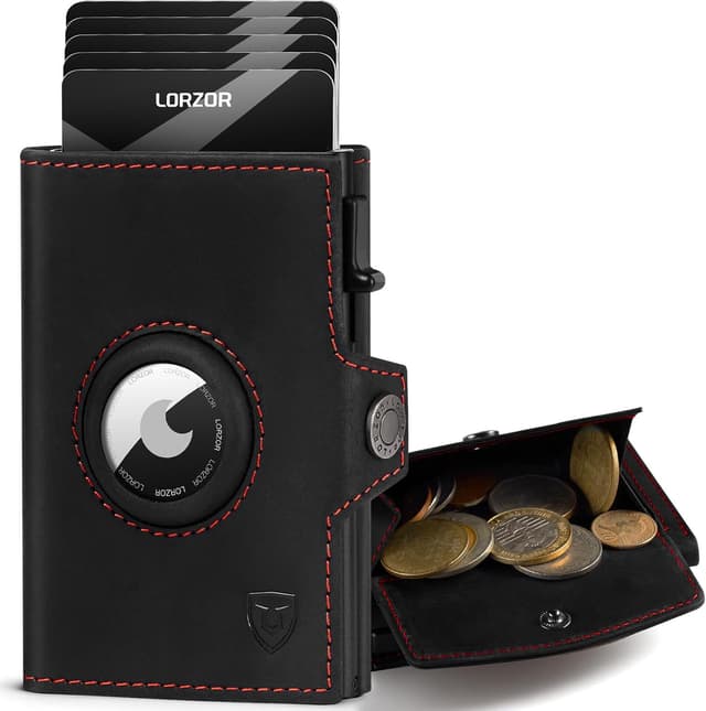 Detalle de LORZOR portafoglio airtag slim con RFID