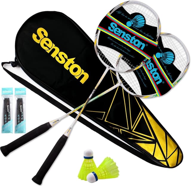 Detalle de Senston Graphit Badminton-Set (2 Schläger) – leichtes Trainings- und Freizeitsset mit Schlägertasche
