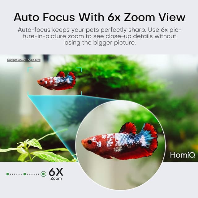 Detalle de HomiQ 3MP 2K Aquarium & Terrarium Pet Camera with magnetic install and close-focus lens