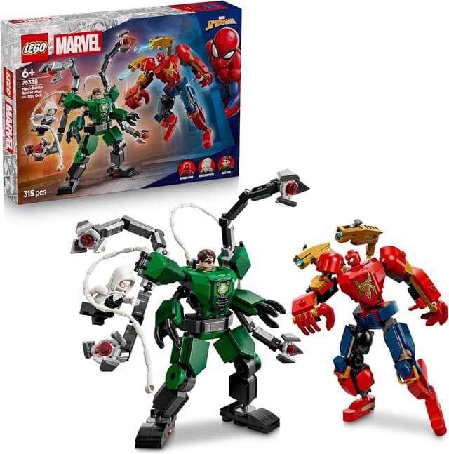 Detalle de LEGO Marvel Mech Battle: Spider-Man vs. Doc Ock (76338) set with 2 action mechs and minifigures