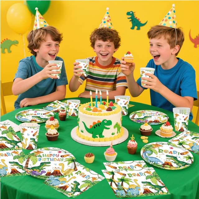 Thumbnail 5 de CANCJ Dinosaurier Partygeschirr Set für 10 Gäste