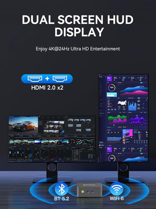 Detalle de GMKtec G3 Pro Mini PC (Intel Core i3-10110U), 16GB DDR4, 512GB SSD, WiFi 6/BT 5.2, Dual HDMI