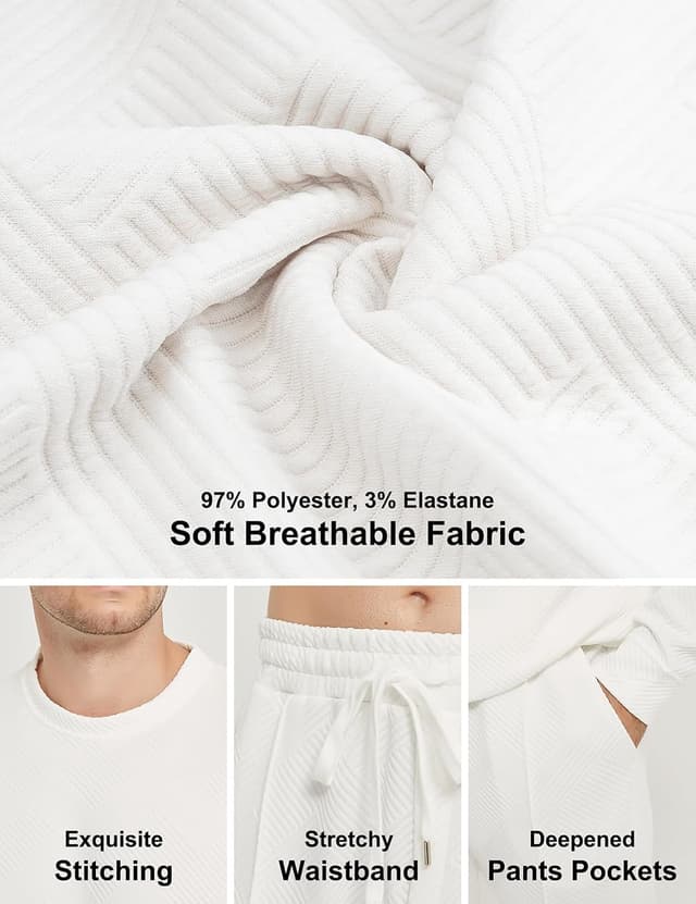 Detalle de UOUA Herren Shorts Set Sommer – 2-teiliges Jogginganzug-Outfit (Kurzarm) aus atmungsaktiven Materialien