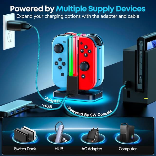 Detalle 2 de Rysker Switch Joy-Con Ladestation für 4