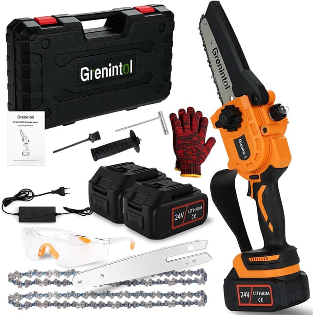 Detalle de Grenintol Mini Motosega a Batteria 6" 6000mAh, 1000W per giardino 🪚