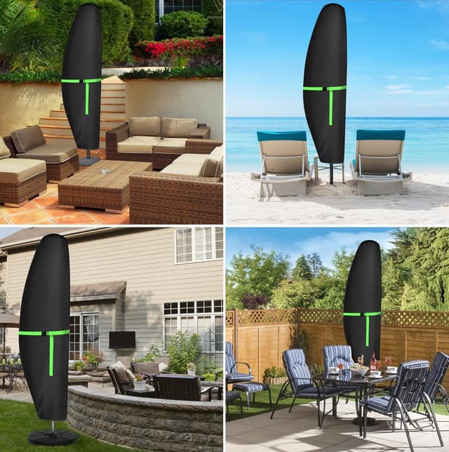 Detalle 2 de Housse de protection GEMITTO pour parasol extérieur 420D (265 x 40/70/50 cm) avec perche télescopique et bande magique