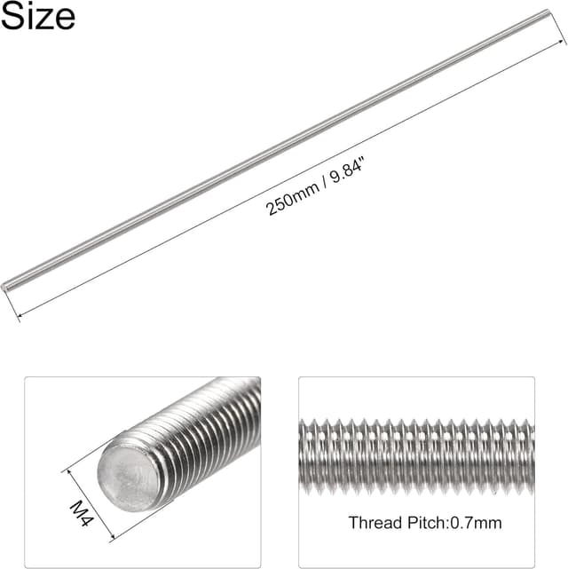 Detalle de 4x sourcing map Vollgewindestangen M4 x 250 mm aus Edelstahl 304 mit Rechtsgewinde