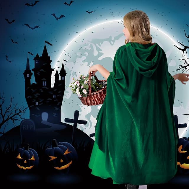 Thumbnail 4 de AOOWU Mittelalter Kapuzenumhang Dunkelgrün 🎭