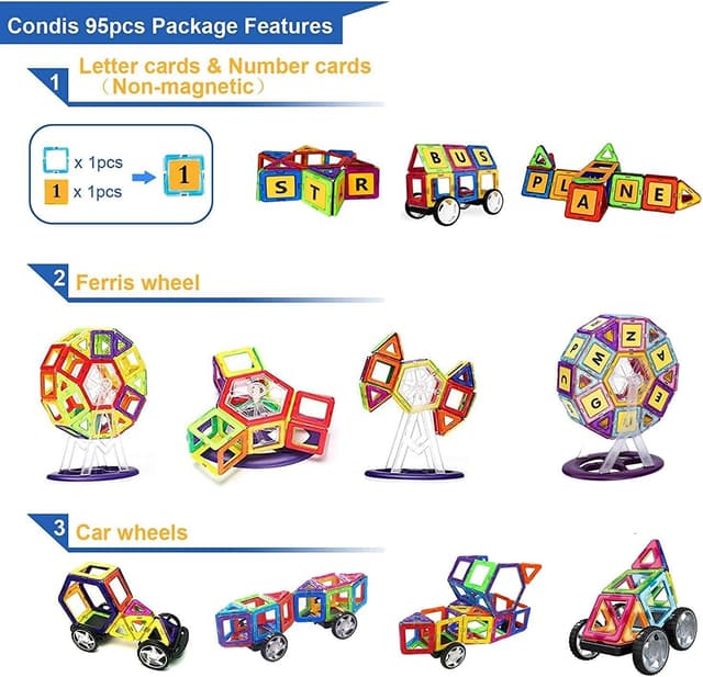 Thumbnail 1 de CONDIS Magnetische Bausteine 95 Teile – Kreatives Lernspielzeug
