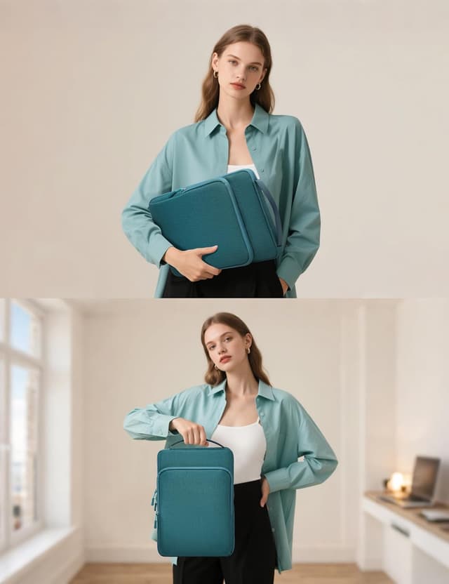 Detalle 2 de HYZUO 15–16 inch Laptop Bag Sleeve (Dark Green) with organiser pockets