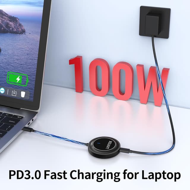 Detalle 2 de Unitek Type C Wireless HDMI Display Adapter with PD 3.0 (1080P@60Hz) Miracast Dongle for TV/Monitor Mirroring