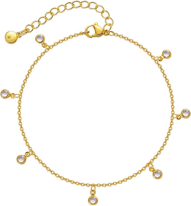 Detalle de Loutade Damen-Fußkettchen 22–29 cm verstellbar – goldfarbenes Fußband am Knöchel für Sommer & Strand