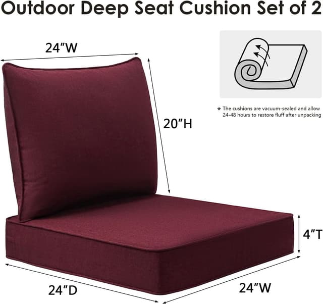 Thumbnail 5 de Unimatta Sunbrella Spectrum Ruby 24x24 Seat Cushion