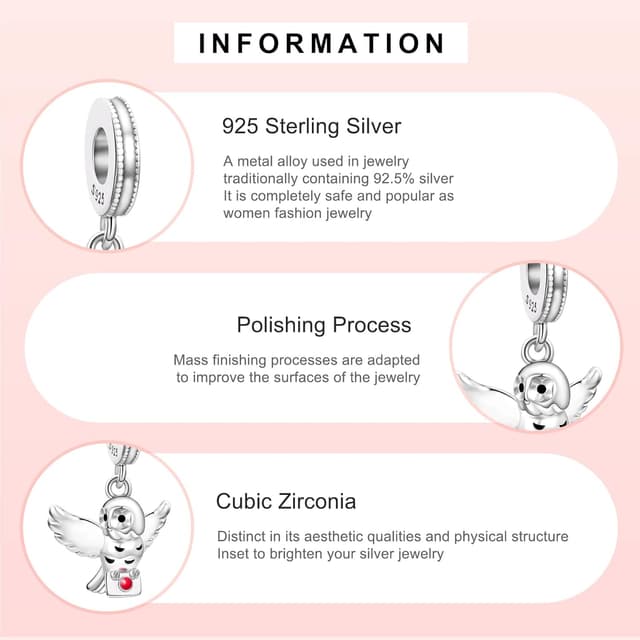 Detalle de HAEPIAR 925 Sterling-Silber Charms mit Zirkonia – Charm „Außerirdischer Hund“ für Armband & Kette