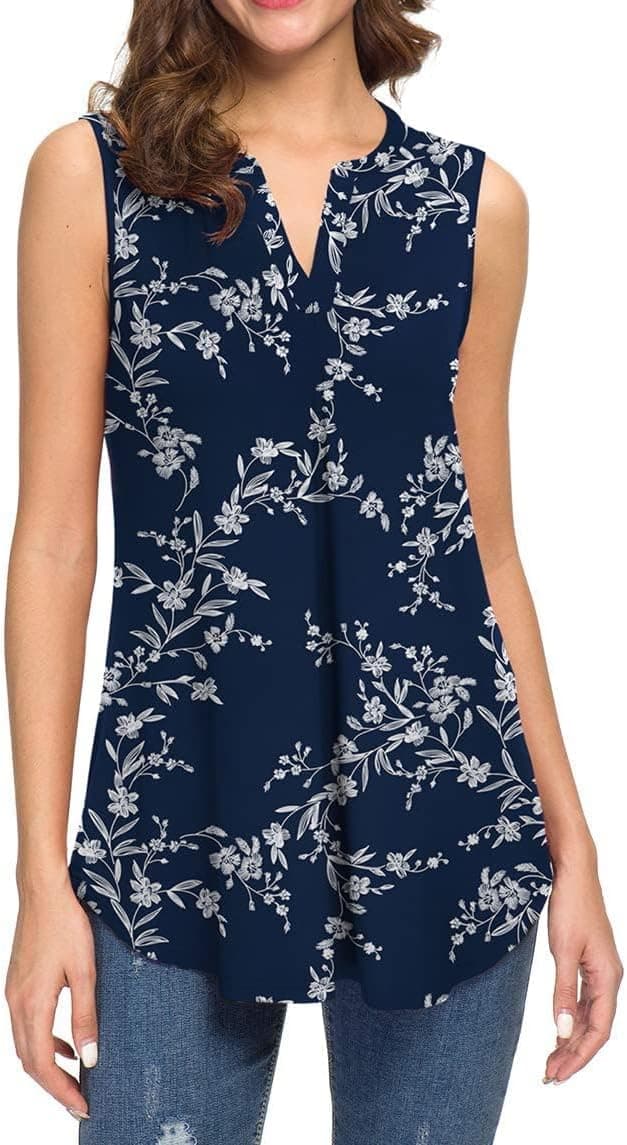 Thumbnail 6 de Neineiwu Tanktop Damen mit V-Ausschnitt und Plisseefront – ärmellos, elegant für den Sommer