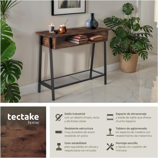 Thumbnail 2 de tectake Mesa Consola Industrial 100 x 35 x 80,5 cm