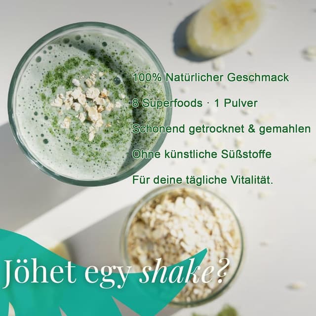 Detalle 1 de UKKO Vital Greens 500 g Superfood-Pulver mit Spirulina, Matcha und Weizengras