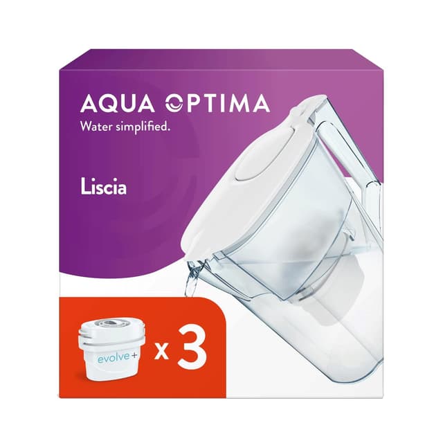 Detalle de Aqua Optima Liscia 2.5L Water Filter Jug with 3 Evolve+ Cartridges (Fridge & dishwasher friendly) - White