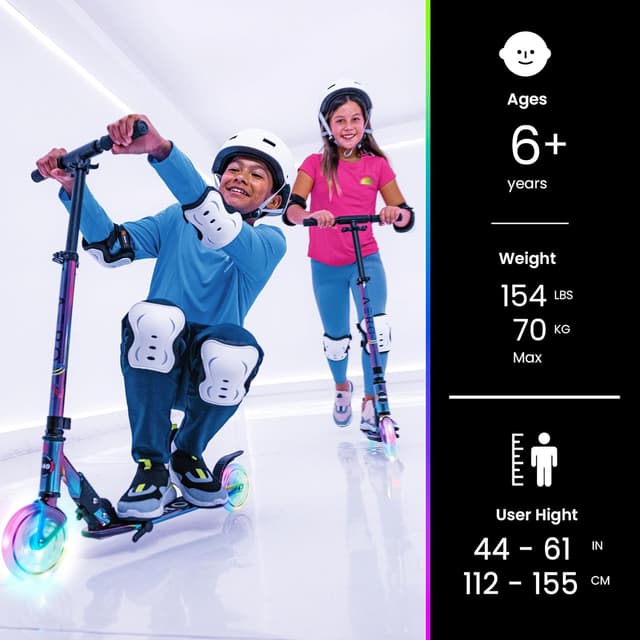 Thumbnail 6 de Aero Chrome Kids Kick Scooter (Ages 5–8) with Dynamic Lights, Hand Brake & Height-Adjustable Foldable Frame