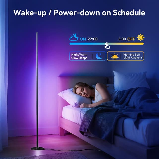 Detalle de YICAIZI Corner Floor Lamp – Smart RGB corner light with app, remote, music sync and timing, 160cm