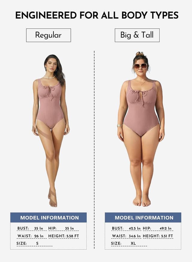 Detalle de Aleumdr Women’s Textured One-Piece Swimsuit with Tummy Control, Tie Knot Cutout & Padded Push-Up