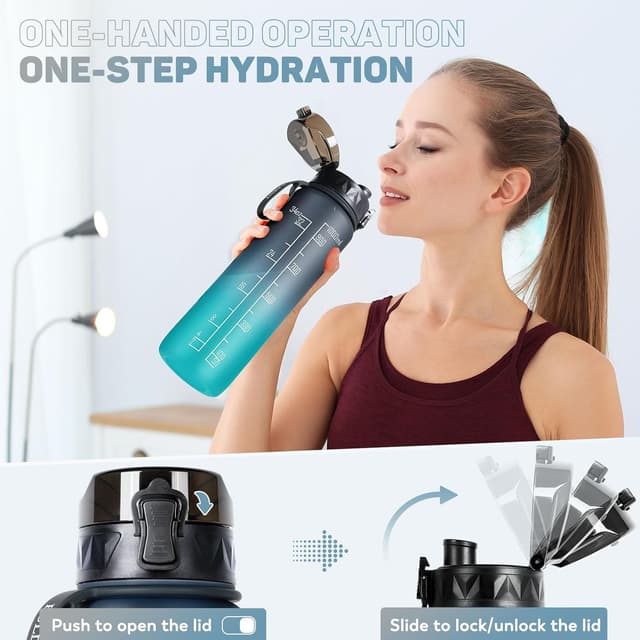 Detalle de FULDENT Trinkflasche 1L Sport Wasserflasche (BPA-frei) mit gummiertem Grip – für Fahrrad, Outdoor, Schule & Gym