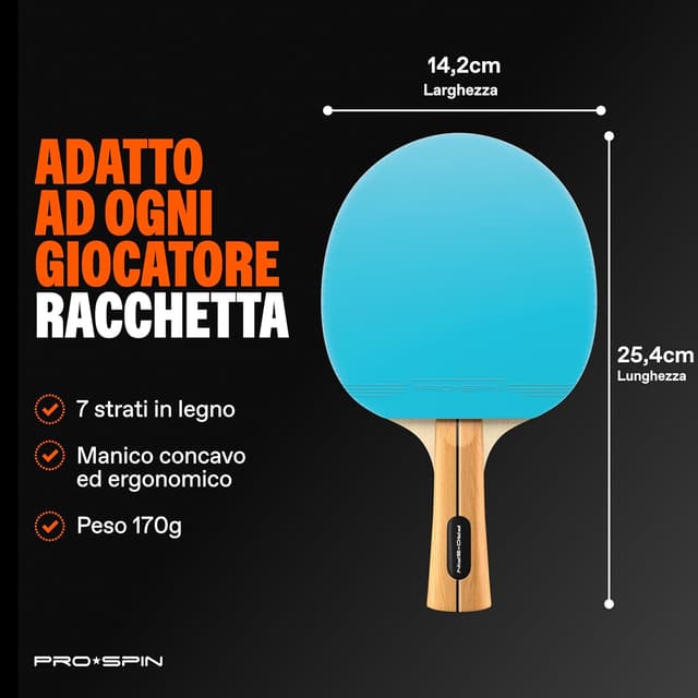 Thumbnail 4 de PRO-SPIN Racchetta Ping Pong Fibra di Carbonio 7 strati