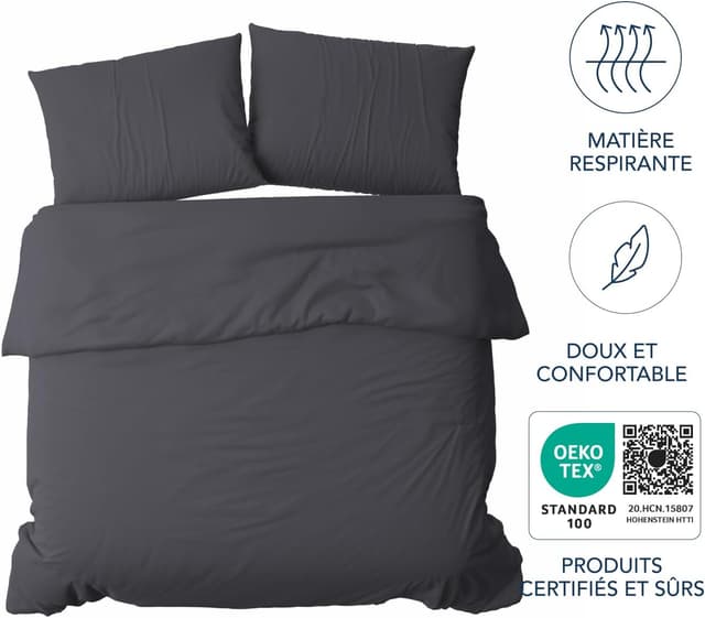 Thumbnail 1 de Dreamzie Housse de Couette 155x220 Microfibre Bordeaux