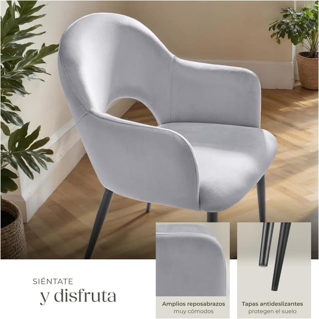 Thumbnail 5 de tectake sillas comedor elegantes gris claro