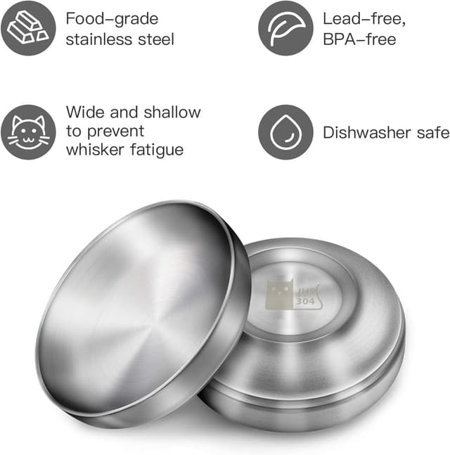Detalle de Junhonsion 2 x Edelstahl-Katzennapf (304) – rutschfest, leicht zu reinigen