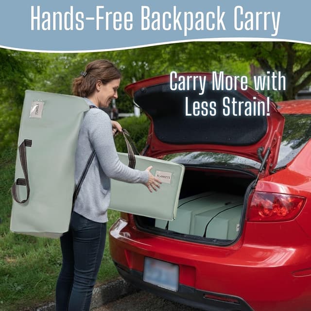 Detalle de VENO 8-Pack Heavy-Duty Extra Large Moving Bags with Backpack Straps (Light Green Matte) for packing & laundry storage