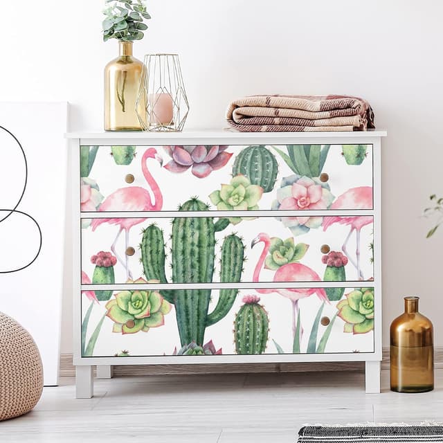 Thumbnail 2 de VEELIKE Watercolor Cactus Flamingo Wallpaper 44.5×300cm