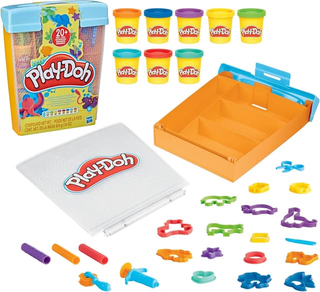 Detalle de Play-Doh Fantasievolle Tierbox – Knet-Set mit Aufbewahrungsbox und 22 Zubehörteilen
