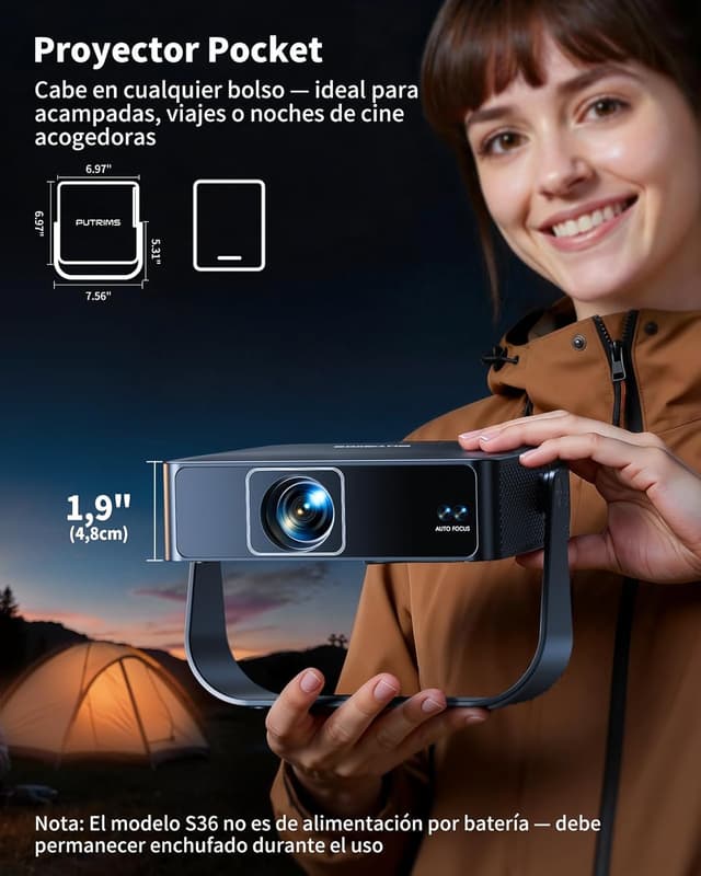 Detalle 2 de Proyector 4K Proyector Portátil 1080P FHD HDR10 📽