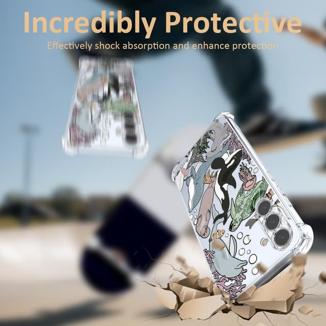 Detalle de CAROKI Clear Case for Samsung S25 5G with Ocean Fish Pattern