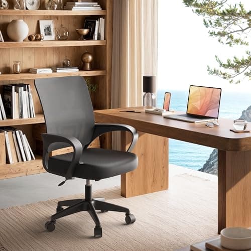Detalle de JUPPLIES Silla de escritorio ergonómica con soporte lumbar y malla transpirable (hasta 110 kg)