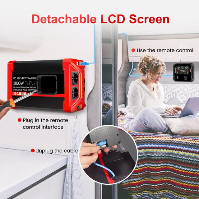 Thumbnail 2 de JIGUUN 3000W Convertisseur Pur Sinus 9000W