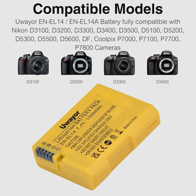 Detalle de Uwayor EN-EL14A 2 Pack battery