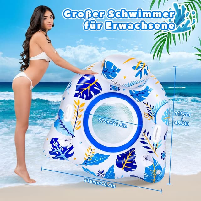 Thumbnail 6 de JONRRYIN aufblasbare Pool-Luftmatratze/Schwimmsessel mit Sonnendach, Rückenlehne und 2 Getränkehaltern