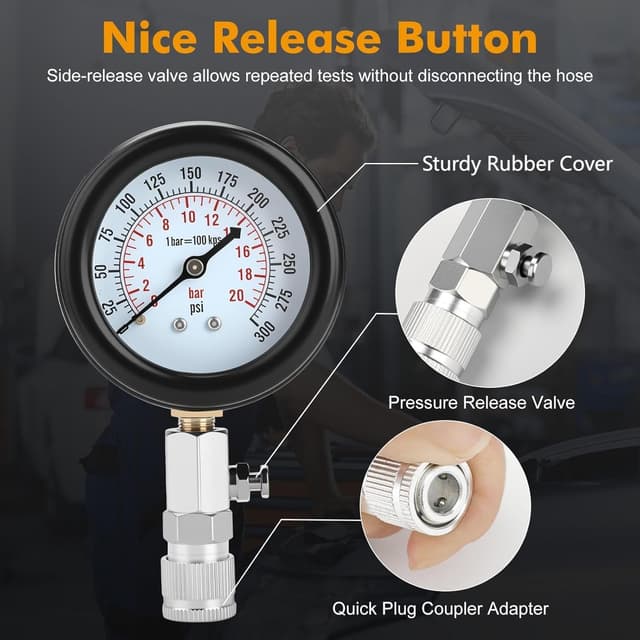 Detalle de BETOOLL HW0130 8pcs Compression Tester Kit for Petrol Engines