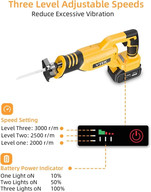 Detalle de VTEK Akku Säbelsäge 20V Bürstenlos